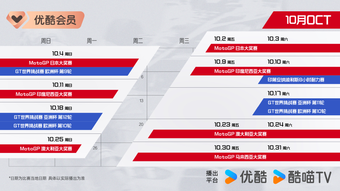 开云-正式进军赛车领域!MotoGP领衔三大头部赛事齐聚优酷体育